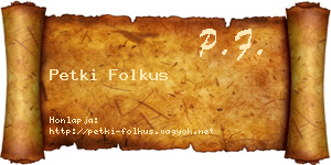 Petki Folkus névjegykártya